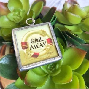 Nautical double sided pendant beach sea NEW